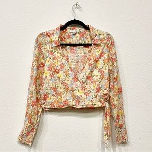 AE Long-Sleeve Wrap Tie-Front Blouse